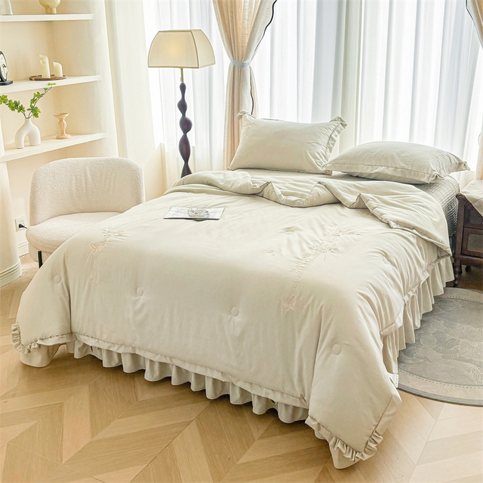 91家纺网 家纺一手货源 找家纺 恒爱家纺 2025新款糯糯棉庄生梦蝶单夏被 庄生梦蝶-翠绿