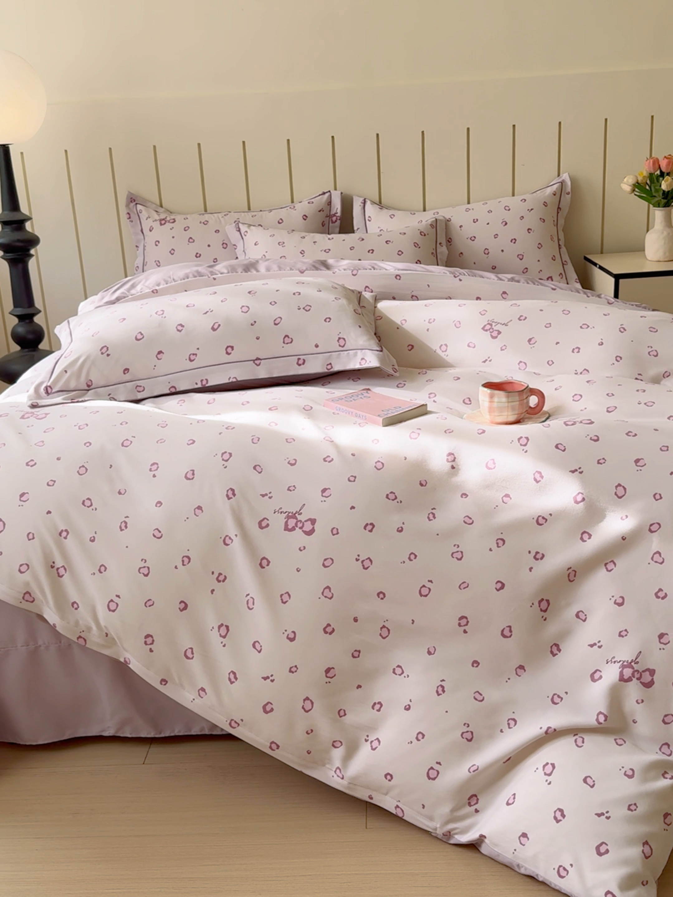 91家纺网 家纺一手货源 找家纺 可思家纺2025新款可思-简单款双层纱套件 紫豹纹