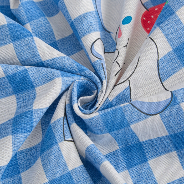 91家纺网 家纺一手货源 找家纺 棉乐町家居  2025新款原棉粗布床笠 玉贵狗-蓝格