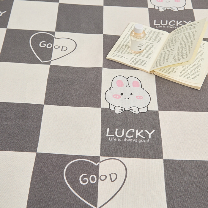 91家纺网 家纺一手货源 找家纺 棉乐町家居  2025新款原棉粗布床笠 lucky兔