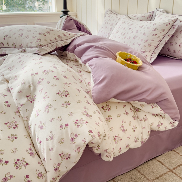 91家纺网 家纺一手货源 找家纺 可思家纺2025新款可思-简单款双层纱套件 花菀