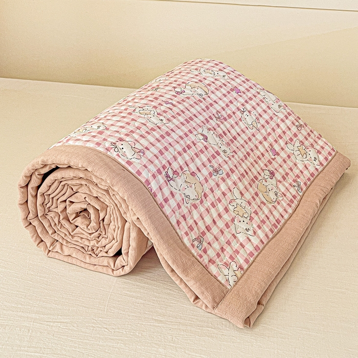 91家纺网 家纺一手货源 找家纺 纽缦家纺 2025新款云感提花双层纱学生床垫 猫猫晚宴