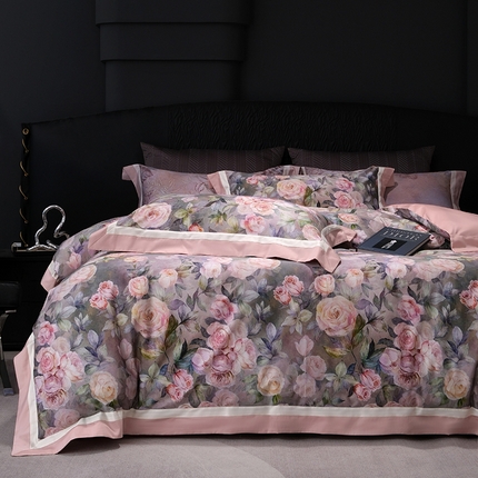 91家纺网 家纺一手货源 找家纺 （总）阿那亚 2025新款雅缎数码印花四件套