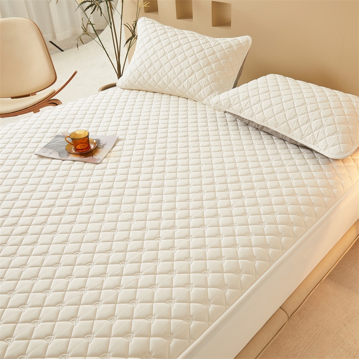 91家纺网 家纺一手货源 找家纺 布卢姆床垫 2025新款A类全棉castor优净丝洁净夹棉床笠--雅境系列 雅境-白