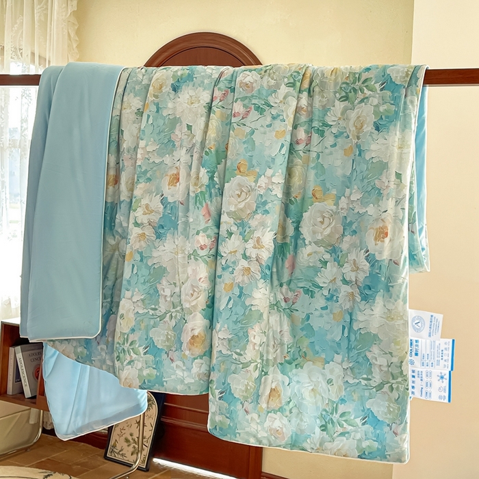 91家纺网 家纺一手货源 找家纺 （总）小禹仔 2025新款针织凉感丝印花夏被夏凉被