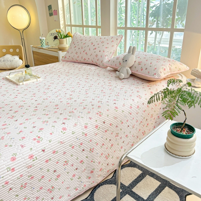 91家纺网 家纺一手货源 找家纺 恒尚居 2025新款全棉床盖床单小清新床垫床褥垫-跑量（四季款） 花语漫漫