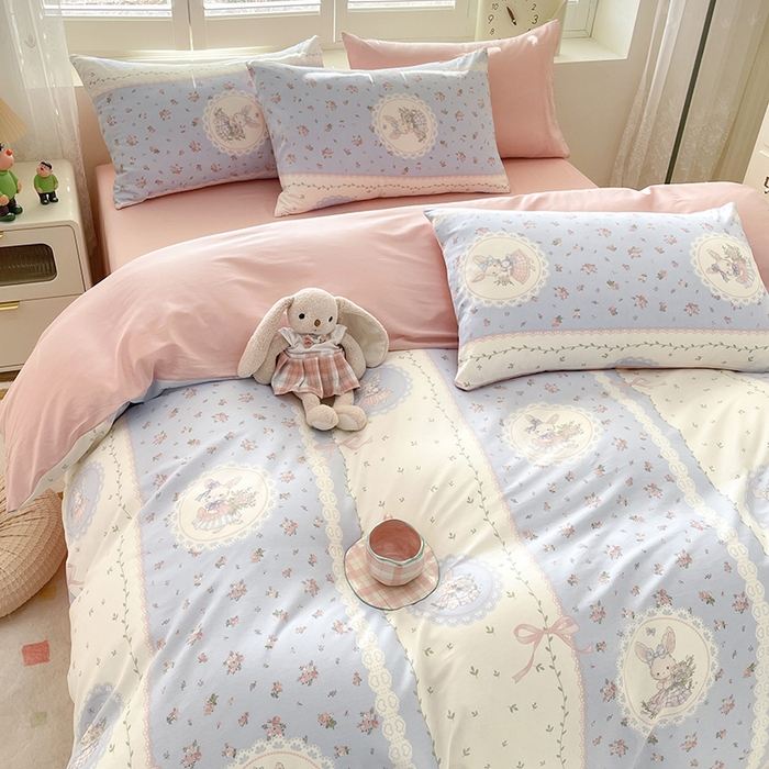 91家纺网 家纺一手货源 找家纺 丫丫家纺   2025全棉13070单被套印花小清新卡通碎花纯棉单品被套枕套（有预缩售后无忧 免费提供买家秀） 可爱丽丝