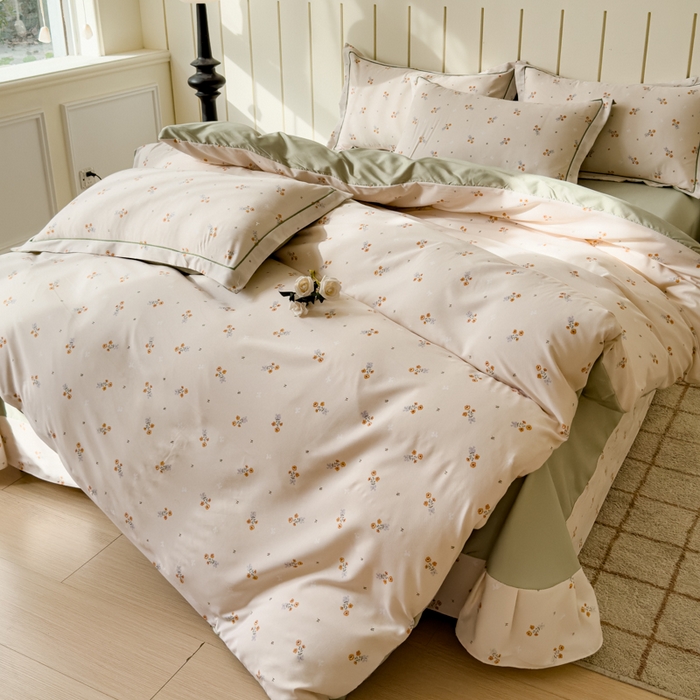 91家纺网 家纺一手货源 找家纺 可思家纺2025新款可思-简单款双层纱套件 铃兰花语