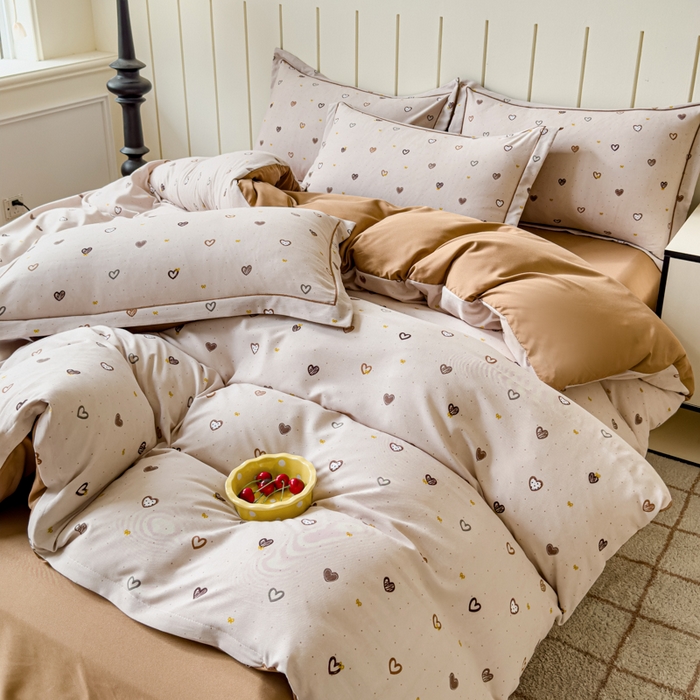 91家纺网 家纺一手货源 找家纺 可思家纺2025新款可思-简单款双层纱套件 多彩爱心