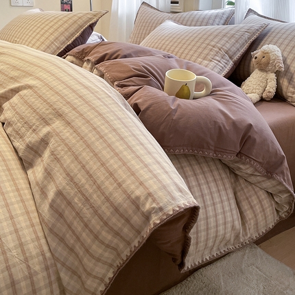 91家纺网 家纺一手货源 找家纺 （总）蓝邻家纺 2025年新款全棉水洗棉贝壳边四件套系列