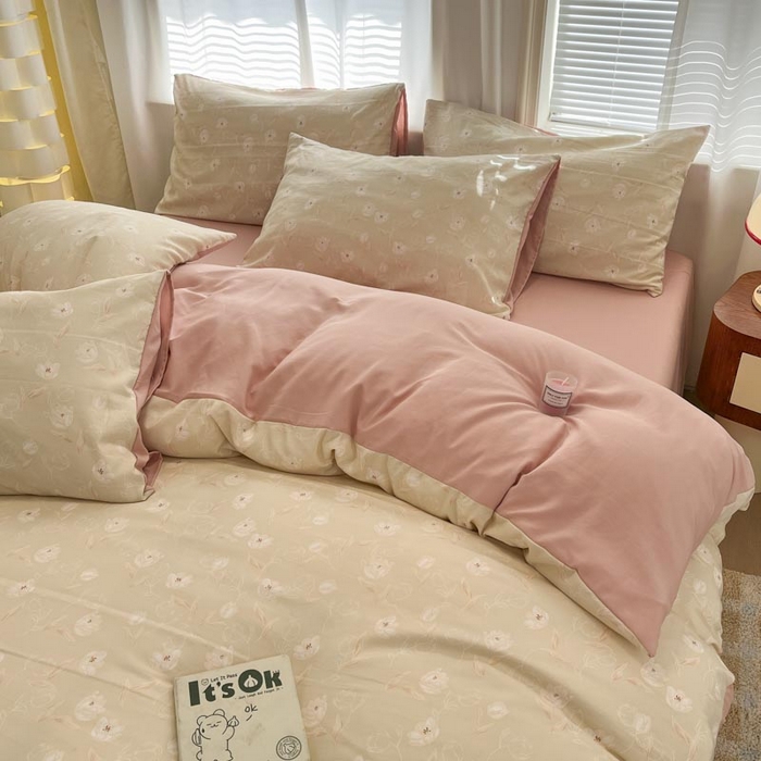 91家纺网 家纺一手货源 找家纺 新印象 2025新款有氧针织棉双层纱四件套初晴