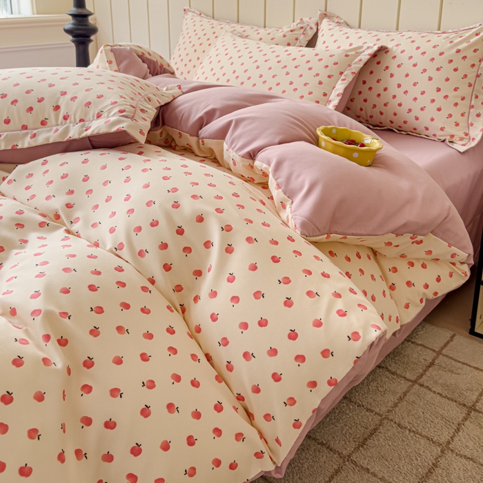 91家纺网 家纺一手货源 找家纺 可思家纺2025新款可思-简单款双层纱套件 小苹果