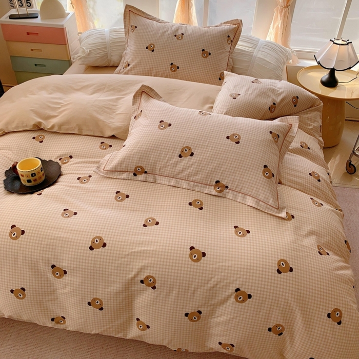 91家纺网 家纺一手货源 找家纺 奈萝家纺2025新款全棉 小号三件套 标准四件套 小浣熊咖