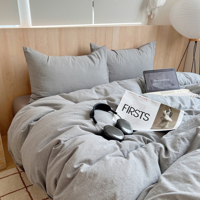 91家纺网 家纺一手货源 找家纺 雅居纺家纺 2025全棉色织水洗棉四件套 千鸟格灰