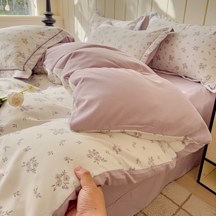 91家纺网 家纺一手货源 找家纺 可思家纺2025新款可思-简单款双层纱套件 紫曦