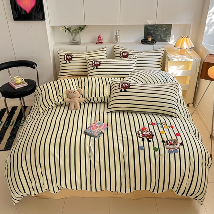 91家纺网 家纺一手货源 找家纺 寐居家纺 2025新款全棉13070毛巾绣四件套 曲奇豆