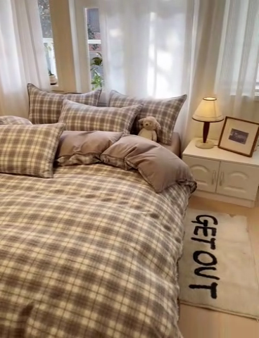 91家纺网 家纺一手货源 找家纺 （总）蓝邻家纺 2025年新款全棉水洗棉贝壳边四件套系列