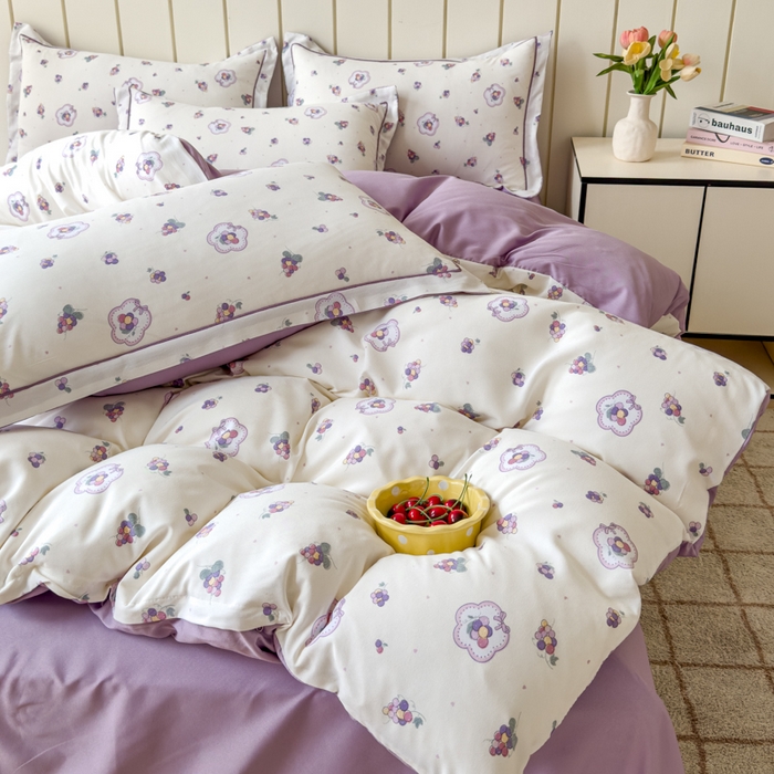 91家纺网 家纺一手货源 找家纺 可思家纺2025新款可思-简单款双层纱套件 紫葡萄