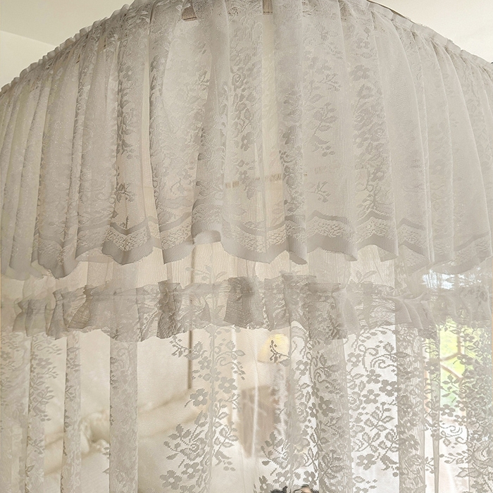 91家纺网 家纺一手货源 找家纺 都市缘蚊帐  2025新款303法式提花蕾丝蚊帐 303玫瑰庄园-奶油白