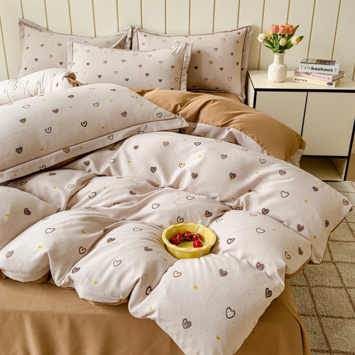 91家纺网 家纺一手货源 找家纺 可思家纺2025新款可思-简单款双层纱套件 多彩爱心