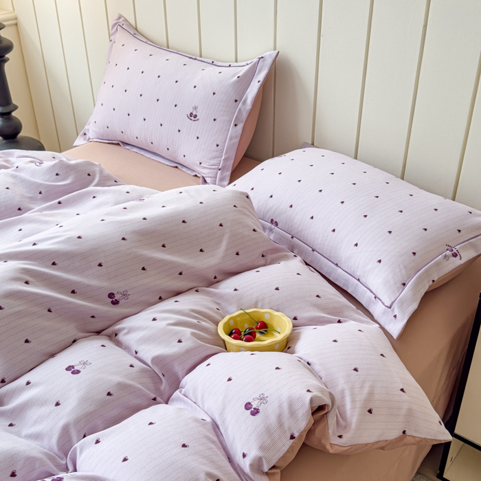 91家纺网 家纺一手货源 找家纺 可思家纺2025新款可思-简单款双层纱套件 小紫心