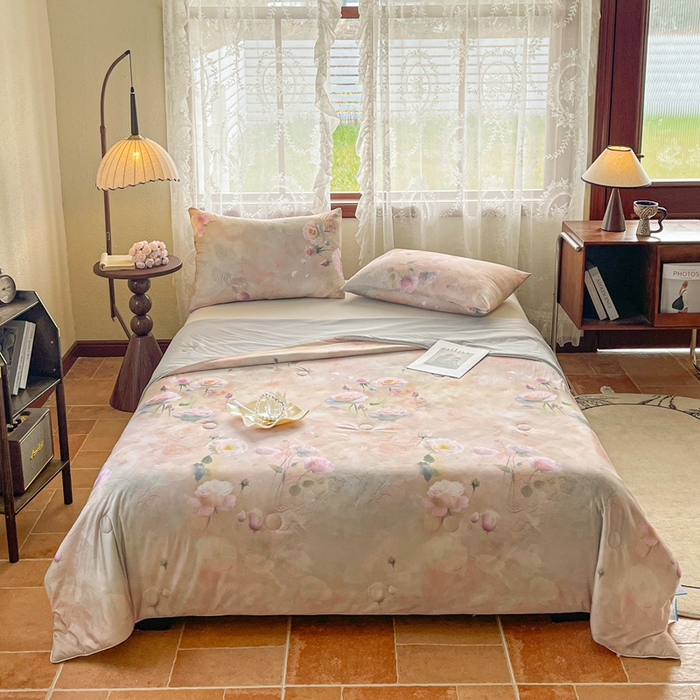 91家纺网 家纺一手货源 找家纺 小禹仔 2025新款针织凉感丝印花夏被夏凉被 玉瑶景悦玉