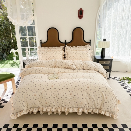 91家纺网 家纺一手货源 找家纺 （总）孑寐家纺 2025新款嵌绳款韩版床裙款四件套