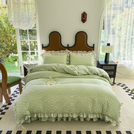 91家纺网 家纺一手货源 找家纺 （总）孑寐家纺 2025新款嵌绳款韩版床裙款四件套