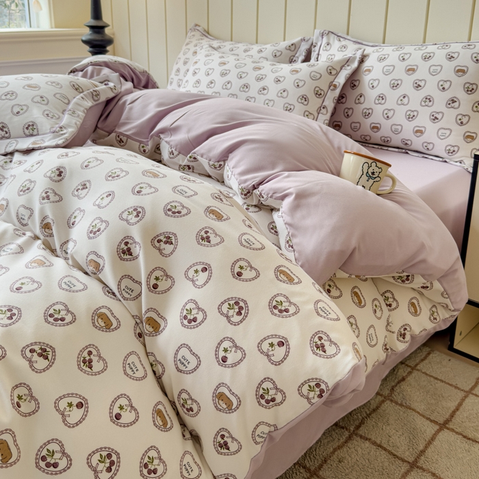 91家纺网 家纺一手货源 找家纺 可思家纺2025新款可思-简单款双层纱套件 爱心小兔