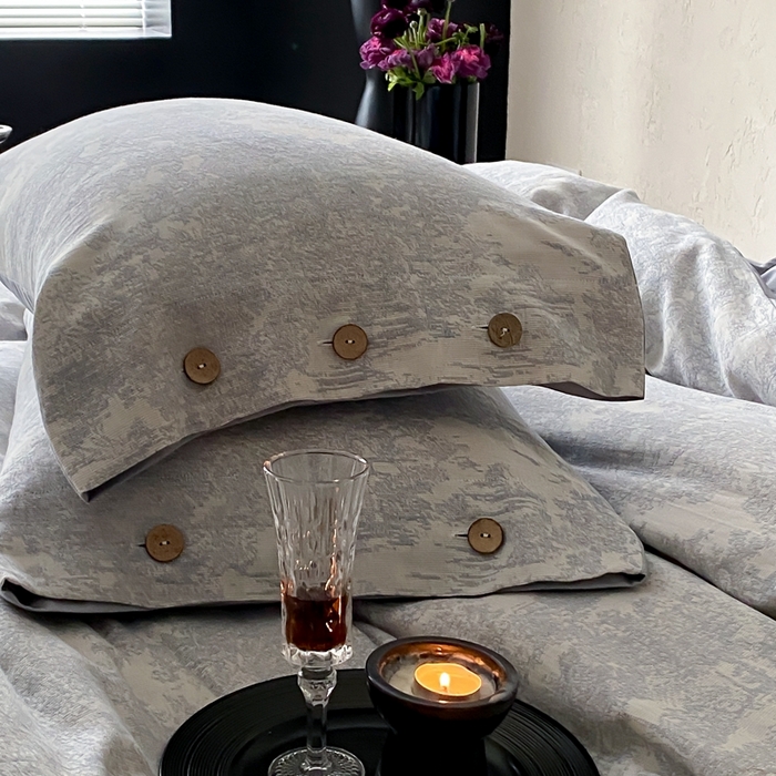 91家纺网 家纺一手货源 找家纺 旷野 2025新款全棉色织提花四件套 雾凇-蓝