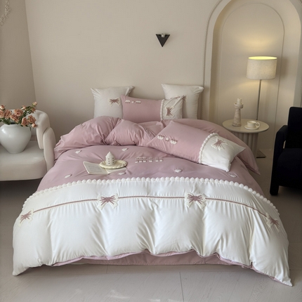 91家纺网 家纺一手货源 找家纺 （总）豪美鑫2025新款柔肤棉毛巾绣公主风爱恋四件套系列