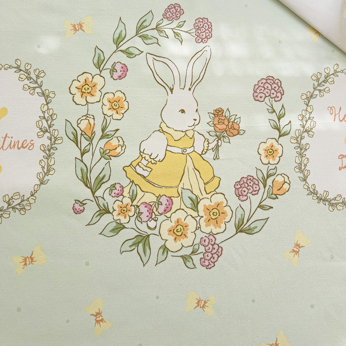 91家纺网 家纺一手货源 找家纺 极梦家纺（支持定制）  2025新款春秋130克加厚植物羊绒磨毛印花单床裙三件套 花语萌兔