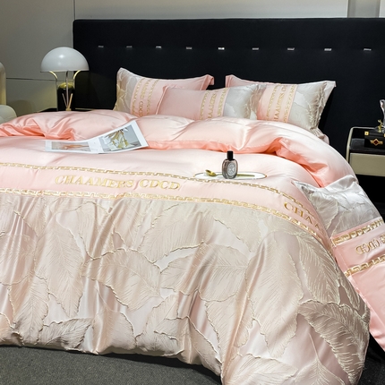 91家纺网 家纺一手货源 找家纺 （总）水云缦 2024新款黛菲系列冰丝浮雕刺绣天丝四件套【带包装】