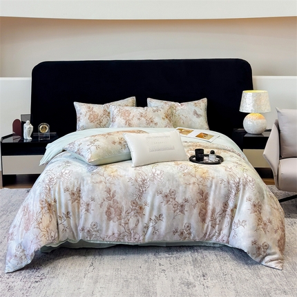 91家纺网 家纺一手货源 找家纺 （总）优贝家纺 2025新款百分百莱赛尔天丝数码印花天丝四件套