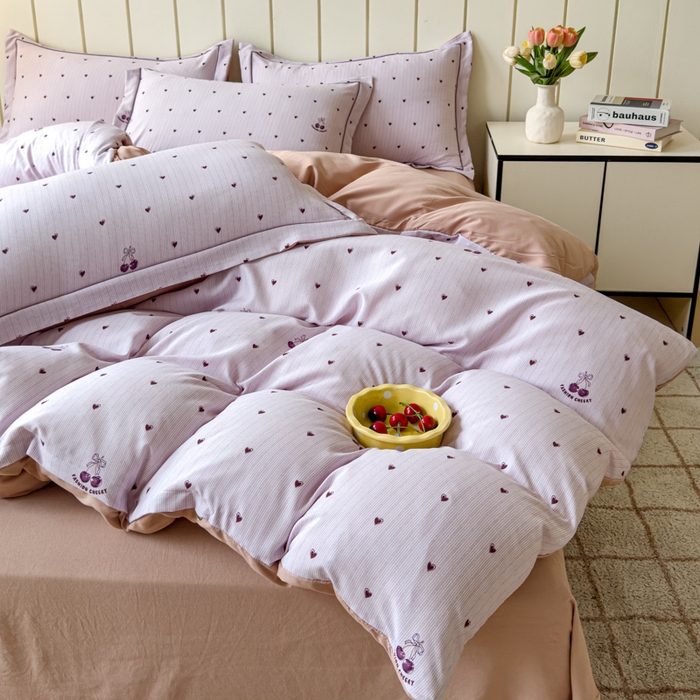 91家纺网 家纺一手货源 找家纺 可思家纺2025新款可思-简单款双层纱套件 小紫心