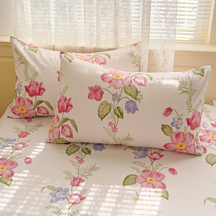 91家纺网 家纺一手货源 找家纺 极梦家纺（支持定制）  2025新款春秋130克加厚植物羊绒磨毛印花单床裙三件套 魅力山茶