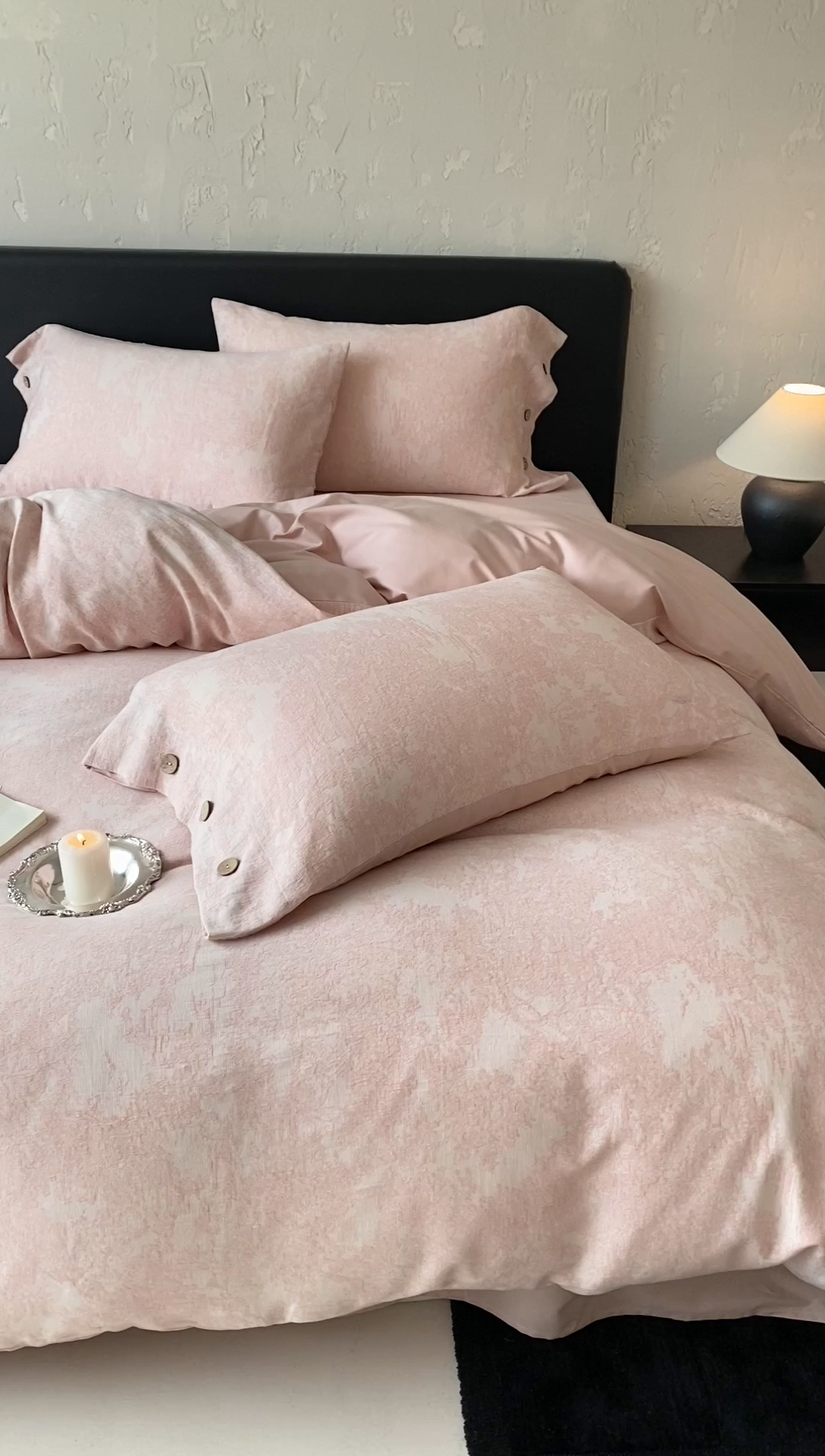 91家纺网 家纺一手货源 找家纺 旷野 2025新款全棉色织提花四件套 雾凇-粉