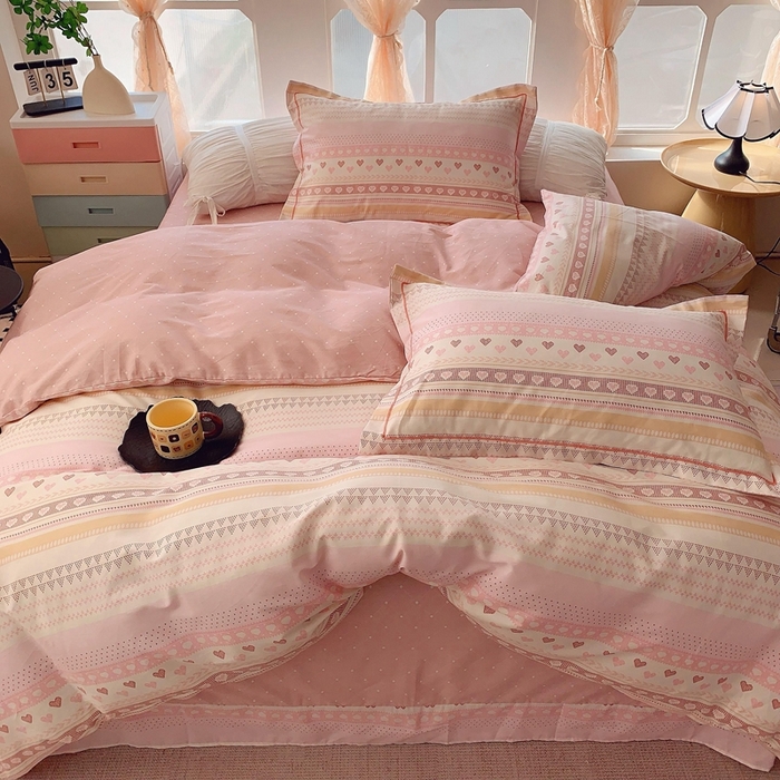 91家纺网 家纺一手货源 找家纺 奈萝家纺2025新款全棉 小号三件套 标准四件套 幸福里粉