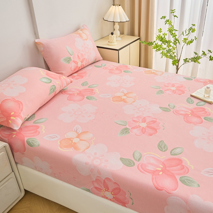 91家纺网 家纺一手货源 找家纺 棉乐町家居  2025新款原棉粗布床笠 面朝花海