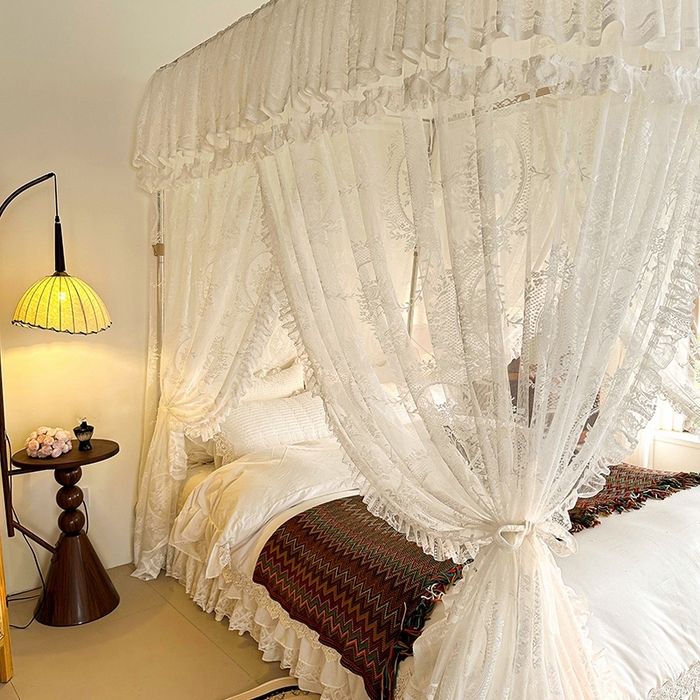 91家纺网 家纺一手货源 找家纺 都市缘蚊帐  2025新款303法式提花蕾丝蚊帐 303薇尔庄园-奶油白