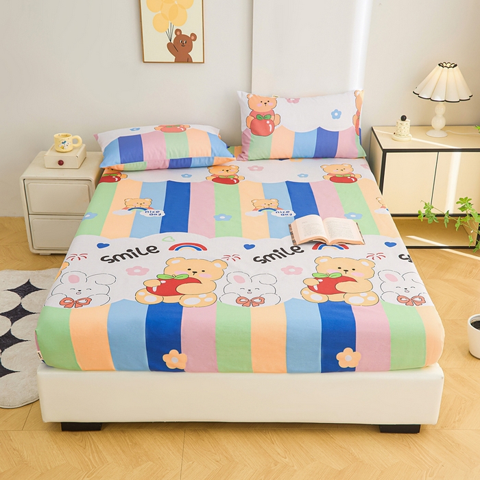 91家纺网 家纺一手货源 找家纺 棉乐町家居  2025新款原棉粗布床笠 七彩花园