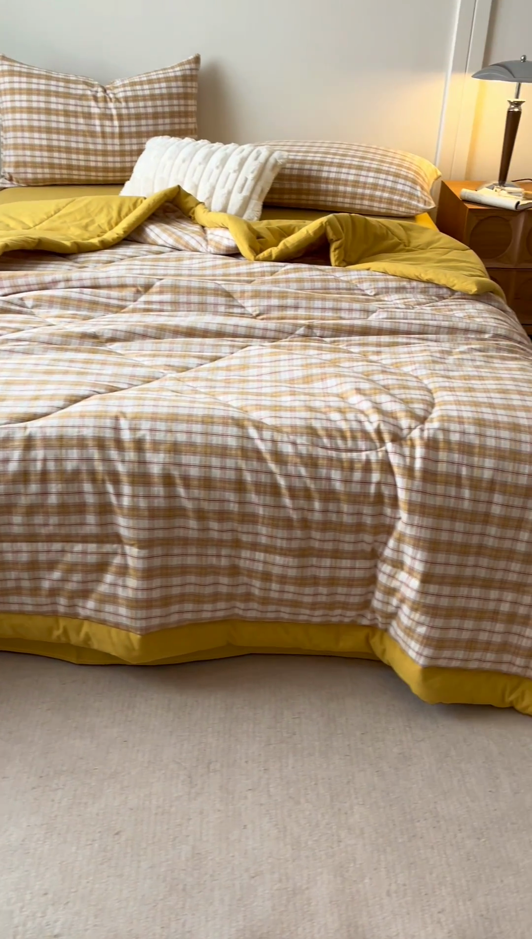 91家纺网 家纺一手货源 找家纺 恬思语家纺 2025新款全棉色织水洗棉棉花夏被  棉芷 黄