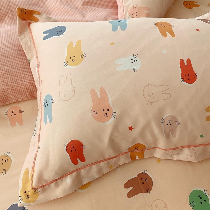 91家纺网 家纺一手货源 找家纺 奈萝家纺2025新款全棉 小号三件套 标准四件套 喵星人粉