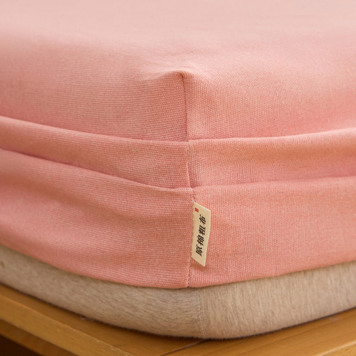 91家纺网 家纺一手货源 找家纺 棉乐町家居  2025新款原棉粗布床笠 樱花粉