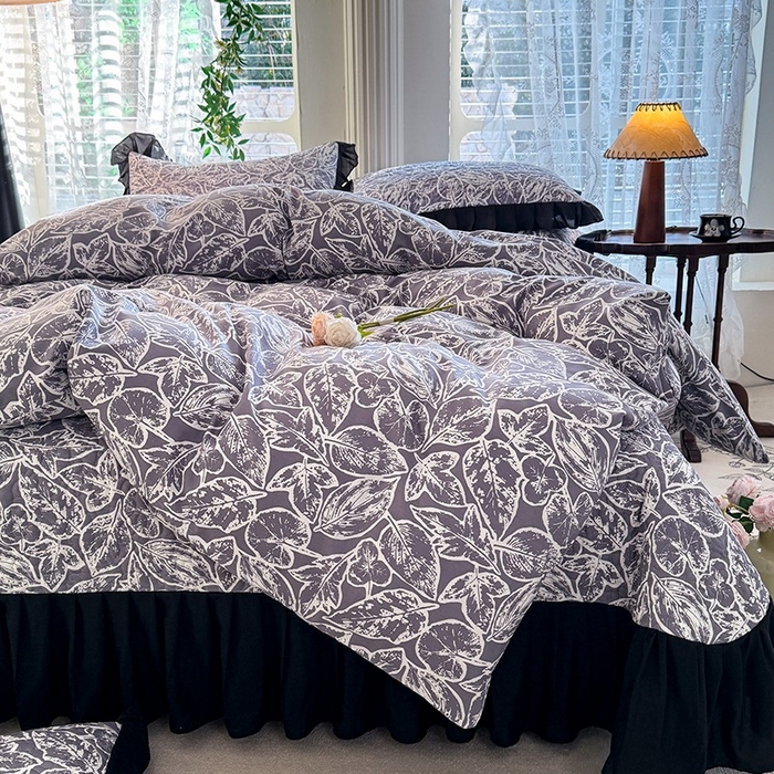 91家纺网 家纺一手货源 找家纺 金盛皇朝家纺 2025新款法式赫本风大花卉床盖四件套 如沐春风