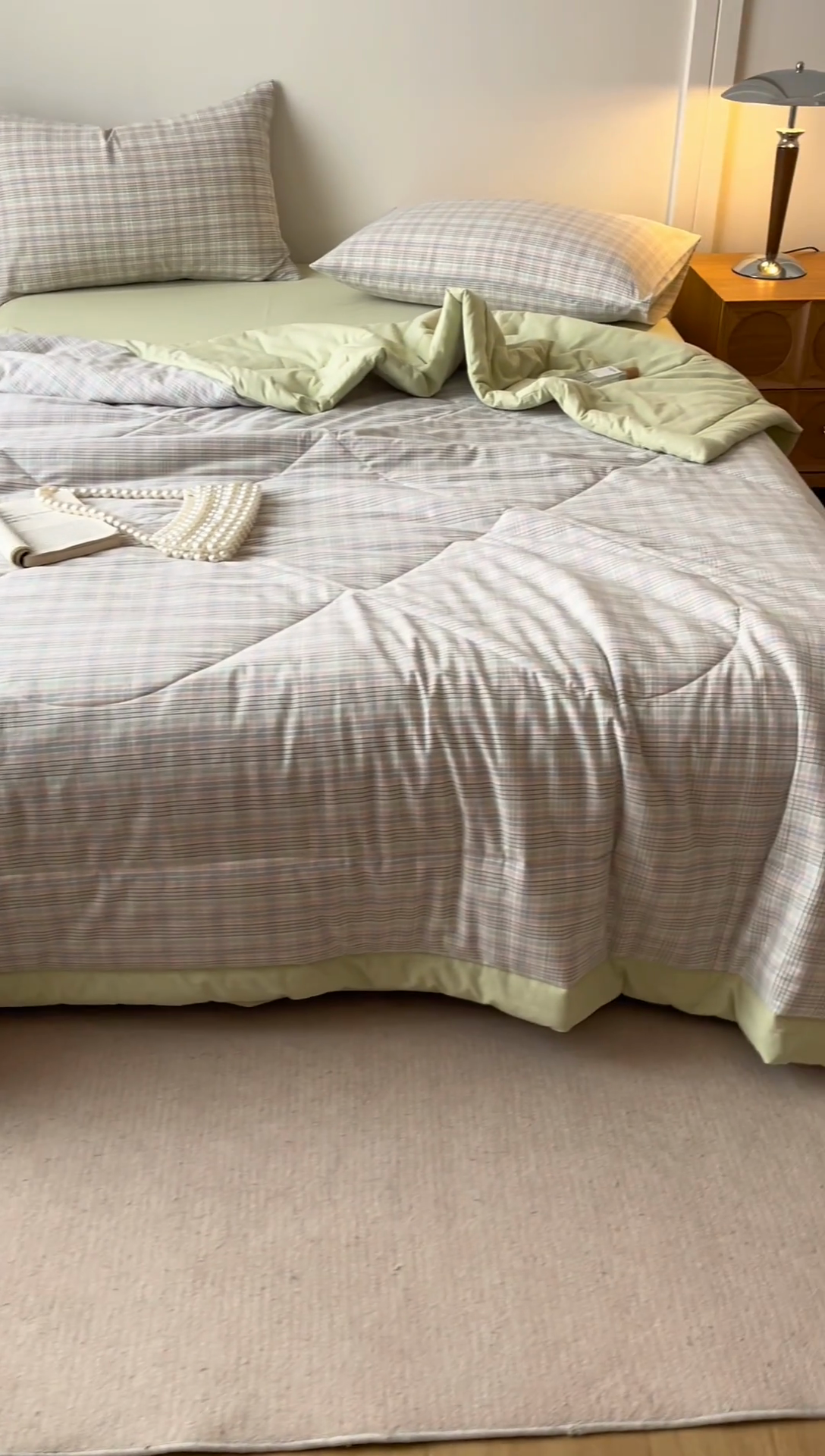 91家纺网 家纺一手货源 找家纺 恬思语家纺 2025新款全棉色织水洗棉棉花夏被  丛草集 粉