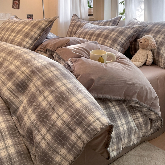 91家纺网 家纺一手货源 找家纺 （总）蓝邻家纺 2025年新款全棉水洗棉贝壳边四件套系列