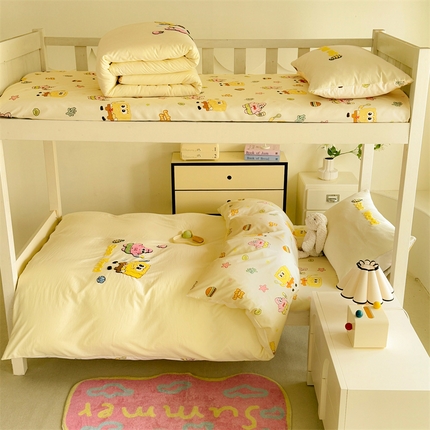 优贝 2025爆款学生季云朵棉水洗棉毛巾绣学生三件套四件套（提供买家绣）海绵宝宝