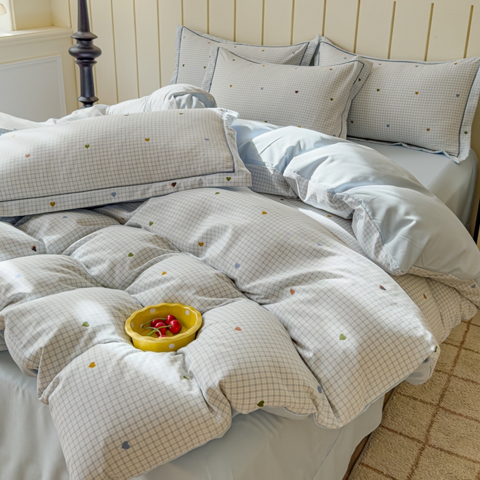 91家纺网 家纺一手货源 找家纺 可思家纺2025新款可思-简单款双层纱套件 心语蓝