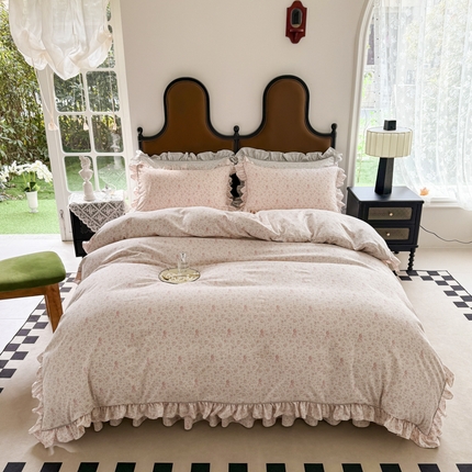 91家纺网 家纺一手货源 找家纺 （总）孑寐家纺 2025新款嵌绳款韩版床裙款四件套